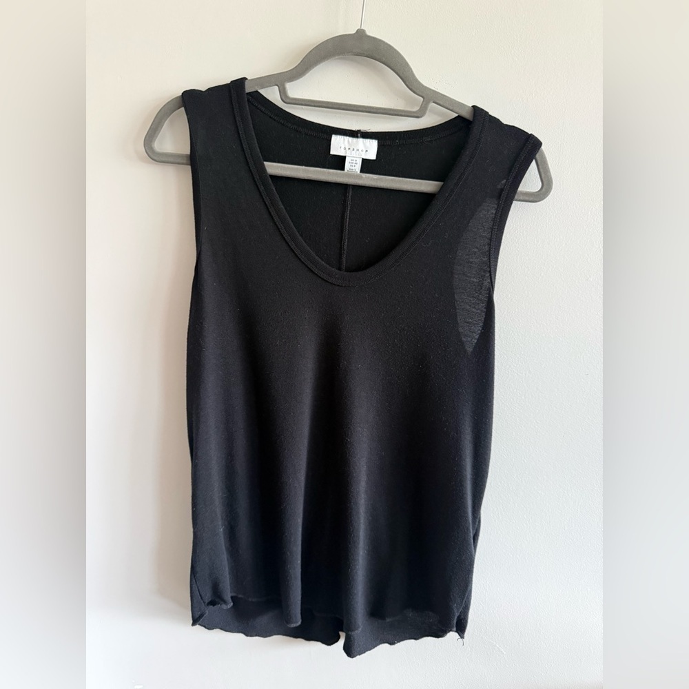 Topshop Black Sleeveless Scoop-Neck Tank – Size 8
